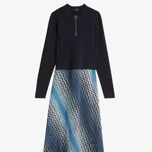 Ted Baker Ionaaa zig-zag stretch-woven midi dress